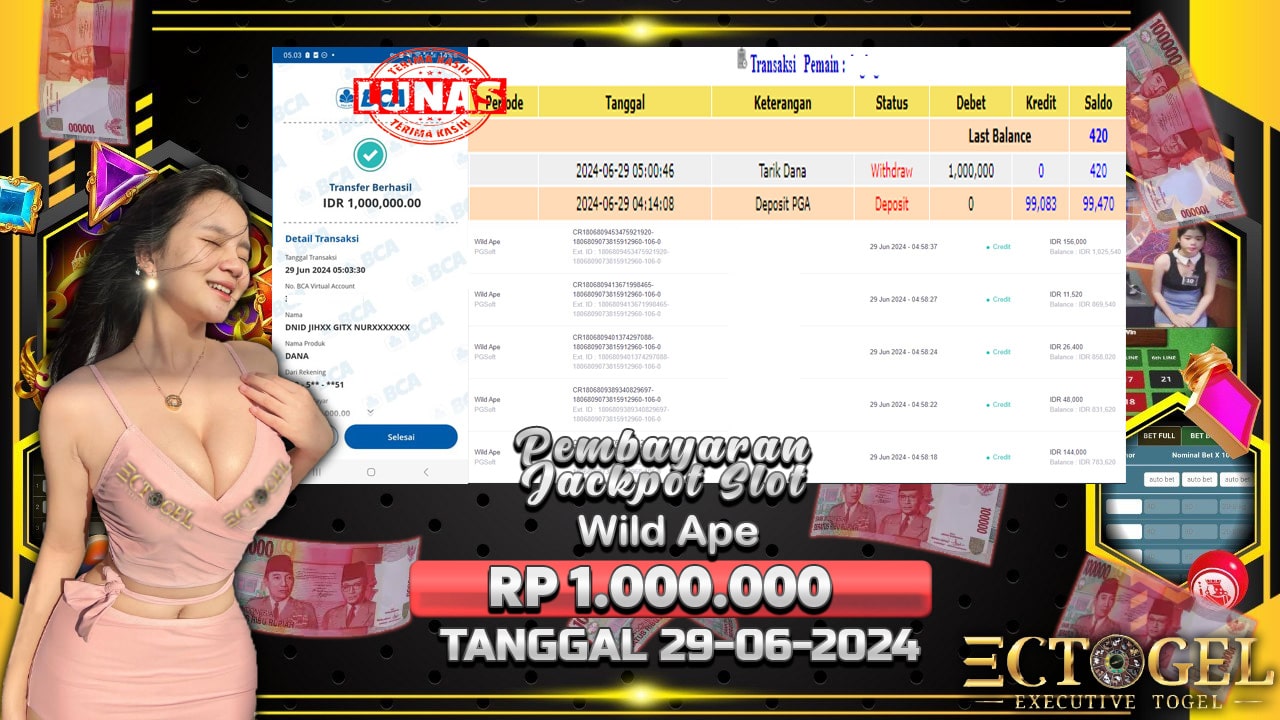 BUKTI JACKPOT SLOT WILD APE TERPERCAYA DI INDONESIA TGL 29-06-2024