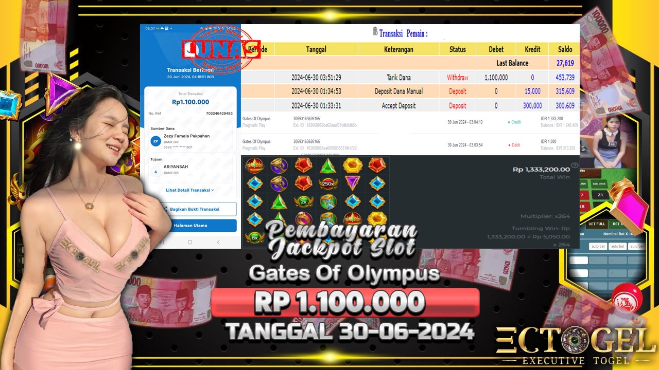 BUKTI JACKPOT SLOT GATES OF OLYMPUS TERPERCAYA DI INDONESIA TGL 30-06-2024