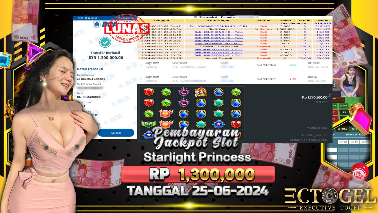 BUKTI JACKPOT SLOT STARLIGHT PRINCESS TERPERCAYA DI INDONESIA TGL 25-06-2024