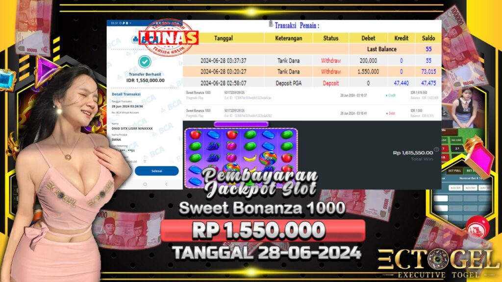 BUKTI JACKPOT SLOT SWEET BONANZA 1000 TERPERCAYA DI INDONESIA TGL 28-06-2024