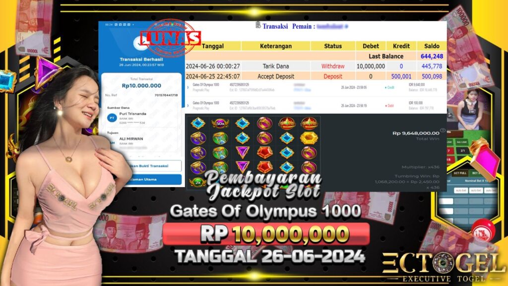 BUKTI JACKPOT SLOT GATES OF OLYMPUS 1000 TERPERCAYA DI INDONESIA TGL 26-06-2024