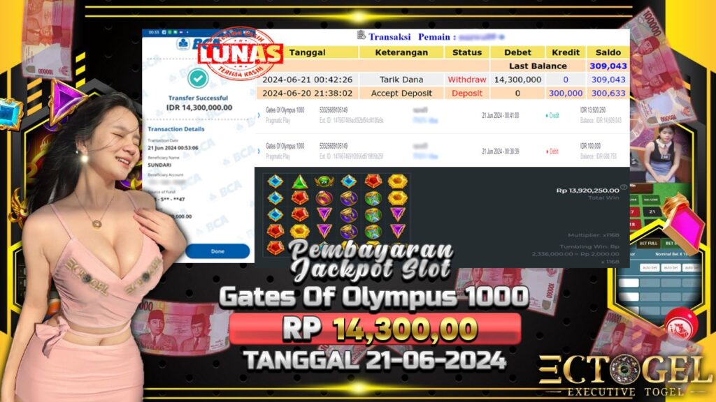 BUKTI JACKPOT SLOT GATES OF OLYMPUS 1000 TERPERCAYA DI INDONESIA TGL 21-06-2024