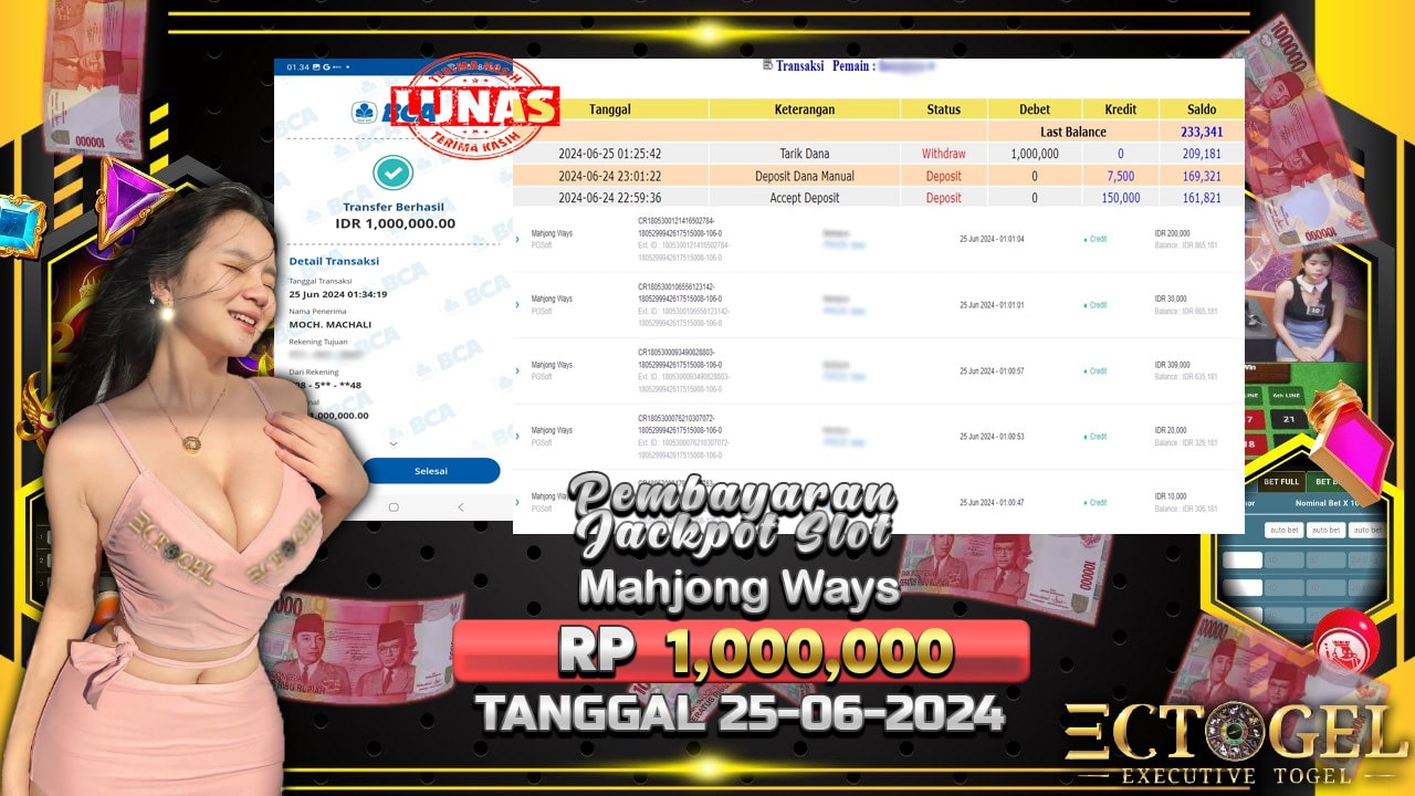 BUKTI JACKPOT SLOT MAHJONG WAYS TERPERCAYA DI INDONESIA TGL 25-06-2024