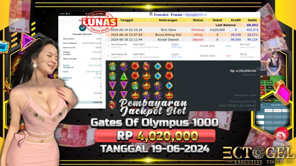 BUKTI JACKPOT SLOT GATES OF OLYMPUS 1000 TERPERCAYA DI INDONESIA TGL 19-06-2024