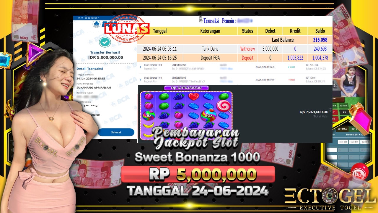 BUKTI JACKPOT SLOT SWEET BONANZA 1000 TERPERCAYA DI INDONESIA TGL 24-06-2024