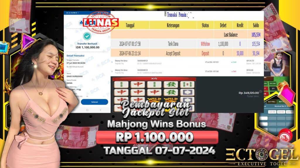 BUKTI JACKPOT SLOT MAHJONG WINS BONUS TERPERCAYA DI INDONESIA TGL 07-07-2024