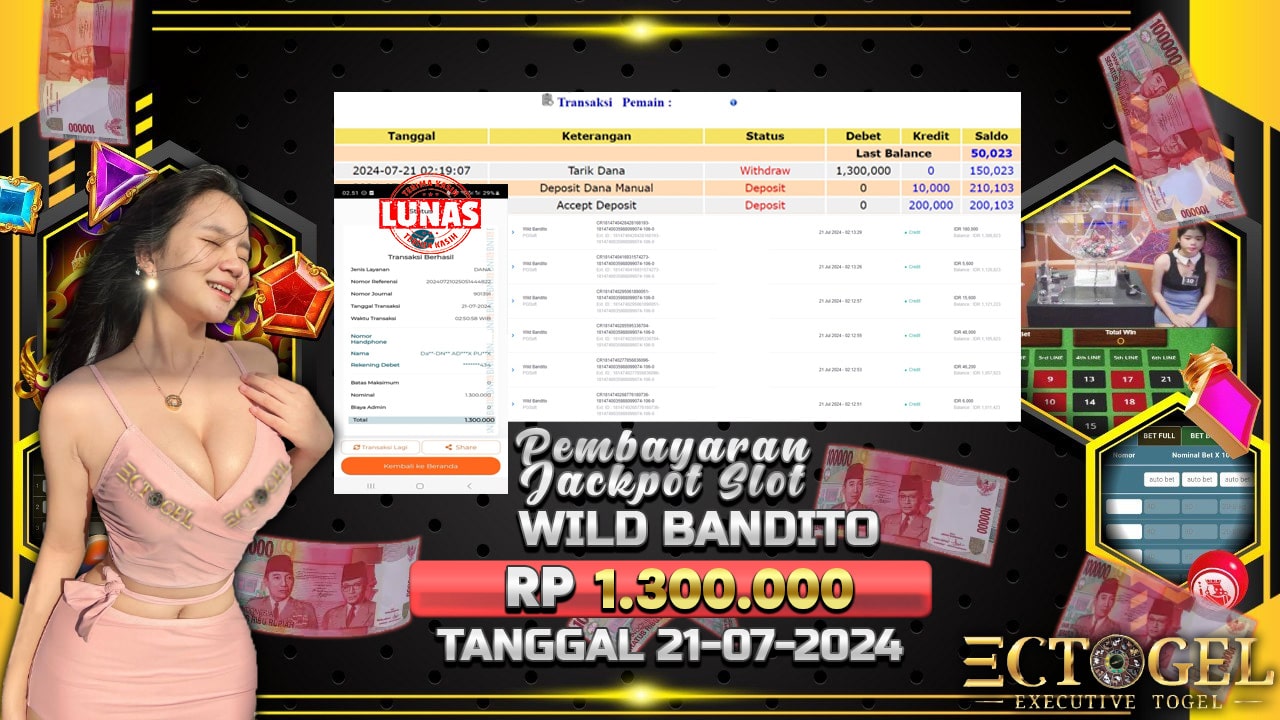 BUKTI JACKPOT SLOT WILD BANDITO TERPERCAYA DI INDONESIA TGL 21-07-2024