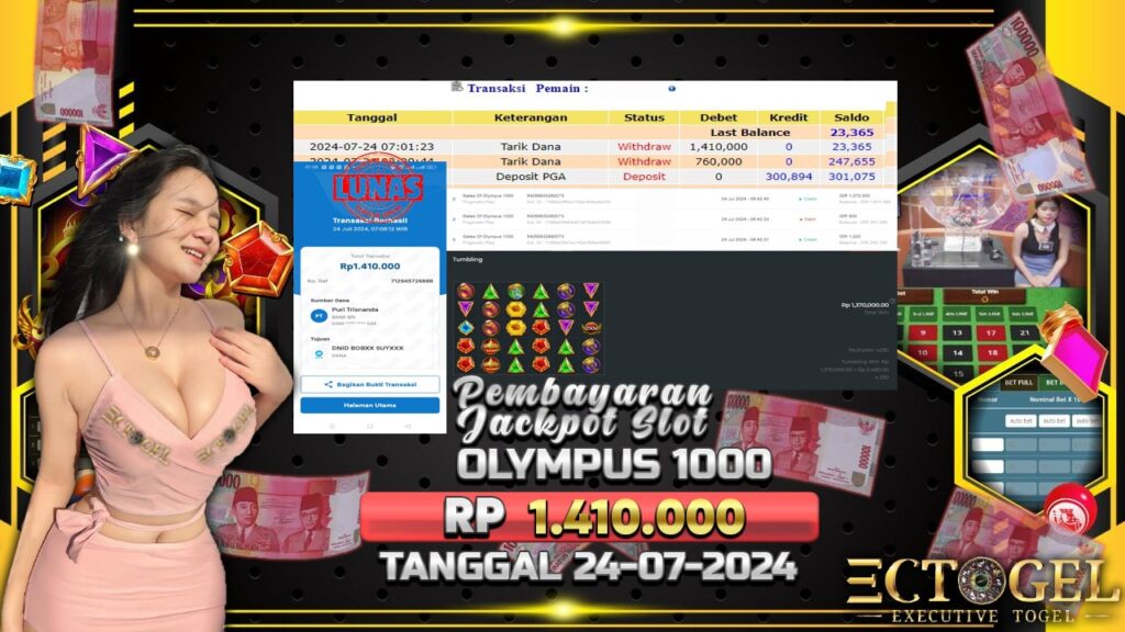 BUKTI JACKPOT SLOT GATES OF OLYMPUS 1000 TERPERCAYA DI INDONESIA TGL 24-07-2024