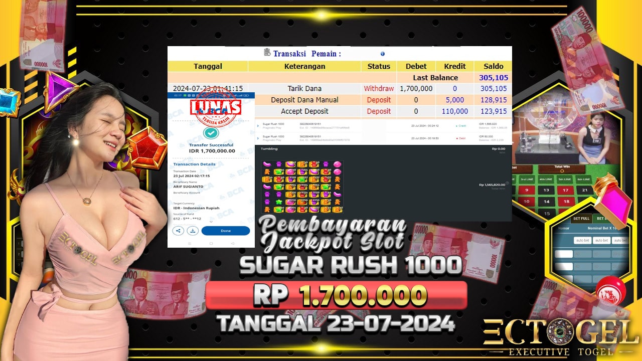 BUKTI JACKPOT SLOT SUGAR RUSH 1000 TERPERCAYA DI INDONESIA TGL 23-07-2024