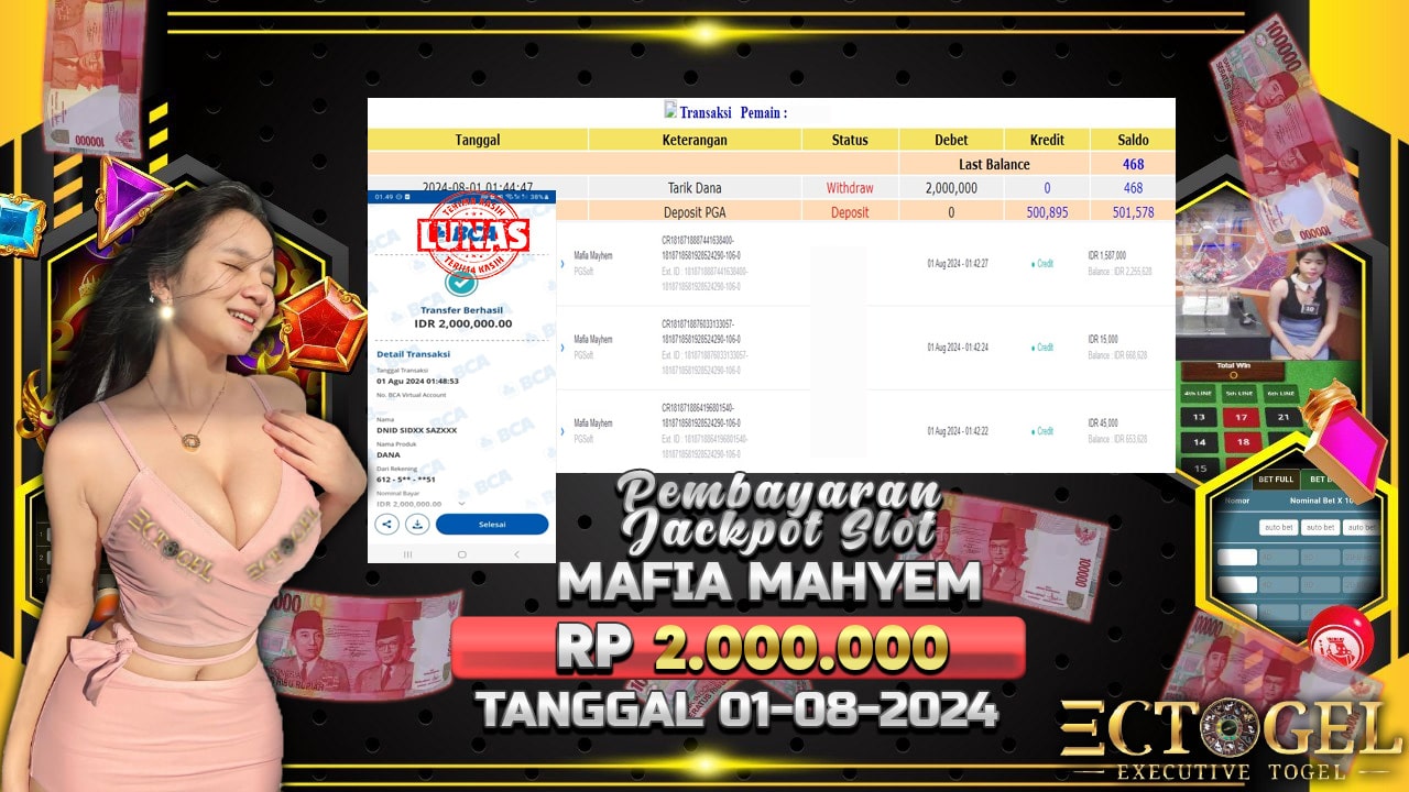 BUKTI JACKPOT SLOT MAFIA MAHYEM TERPERCAYA DI INDONESIA TGL 01-08-2024