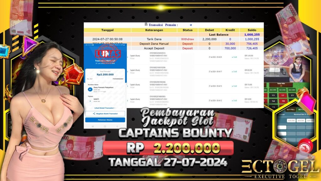 BUKTI JACKPOT SLOT CAPTAINS BOUNTY TERPERCAYA DI INDONESIA TGL 27-07-2024