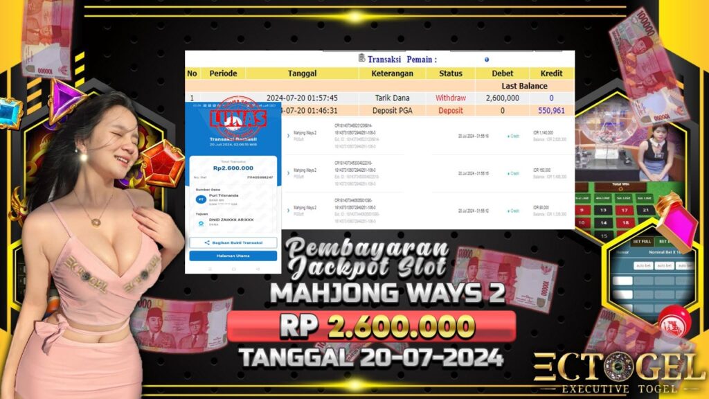 BUKTI JACKPOT SLOT MAHJONG WAYS 2 TERPERCAYA DI INDONESIA TGL 20-07-2024