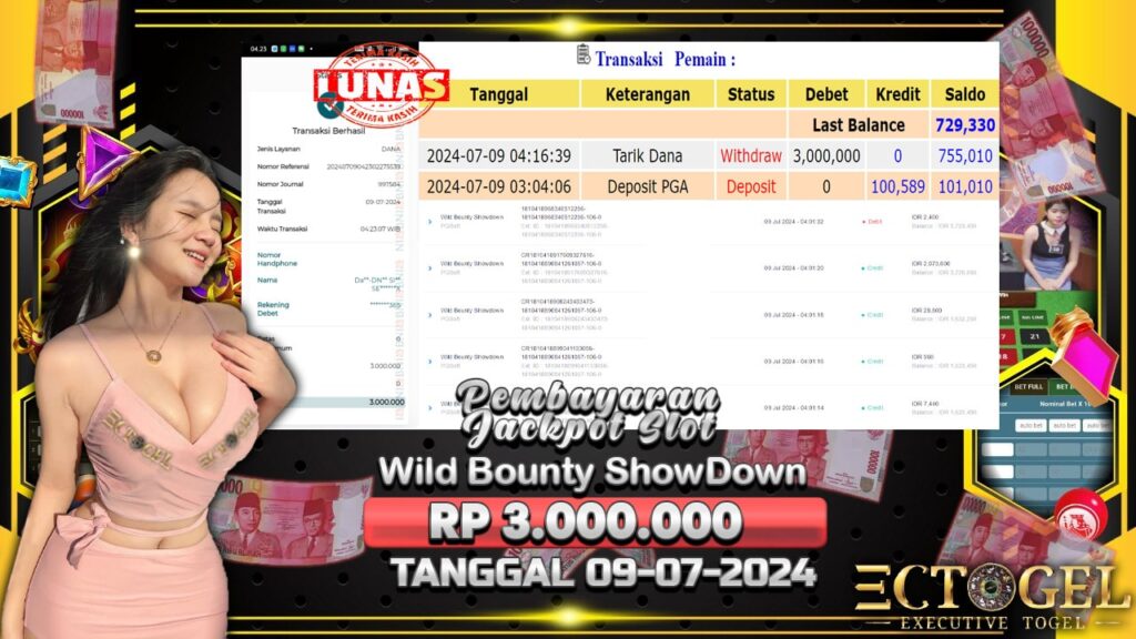 BUKTI JACKPOT SLOT WILD BOUNTY SHOWDOWN TERPERCAYA DI INDONESIA TGL 09-07-2024