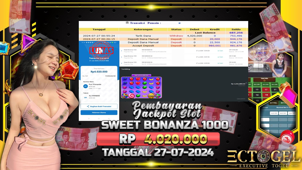 BUKTI JACKPOT SLOT SWEET BONANZA 1000 TERPERCAYA DI INDONESIA TGL 27-07-2024