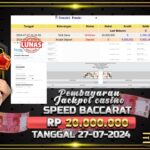 BUKTI JACKPOT LIVE CASINO SPEED BACCARAT TERPERCAYA DI INDONESIA TGL 27-07-2024