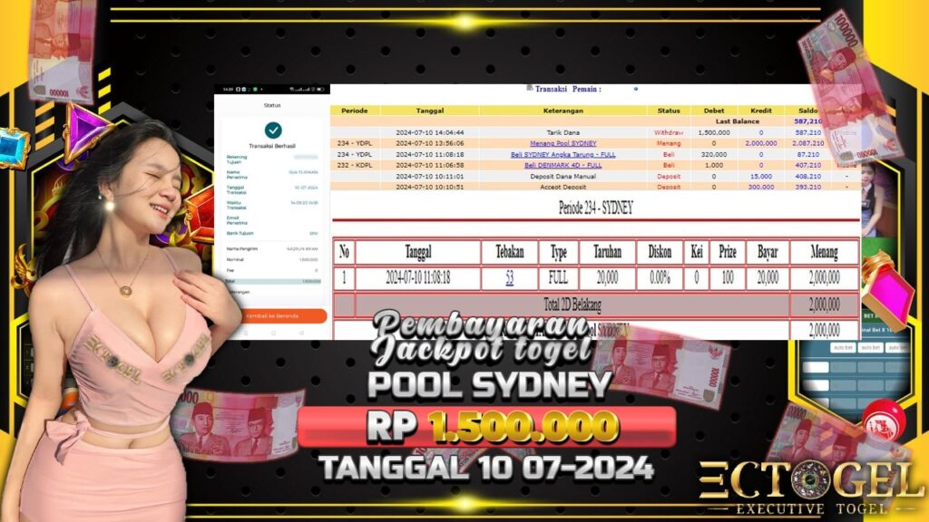 BUKTI JACKPOT TOGEL ONLINE POOL SYDNEY TERPERCAYA DI INDONESIA TGL 10-07-2024