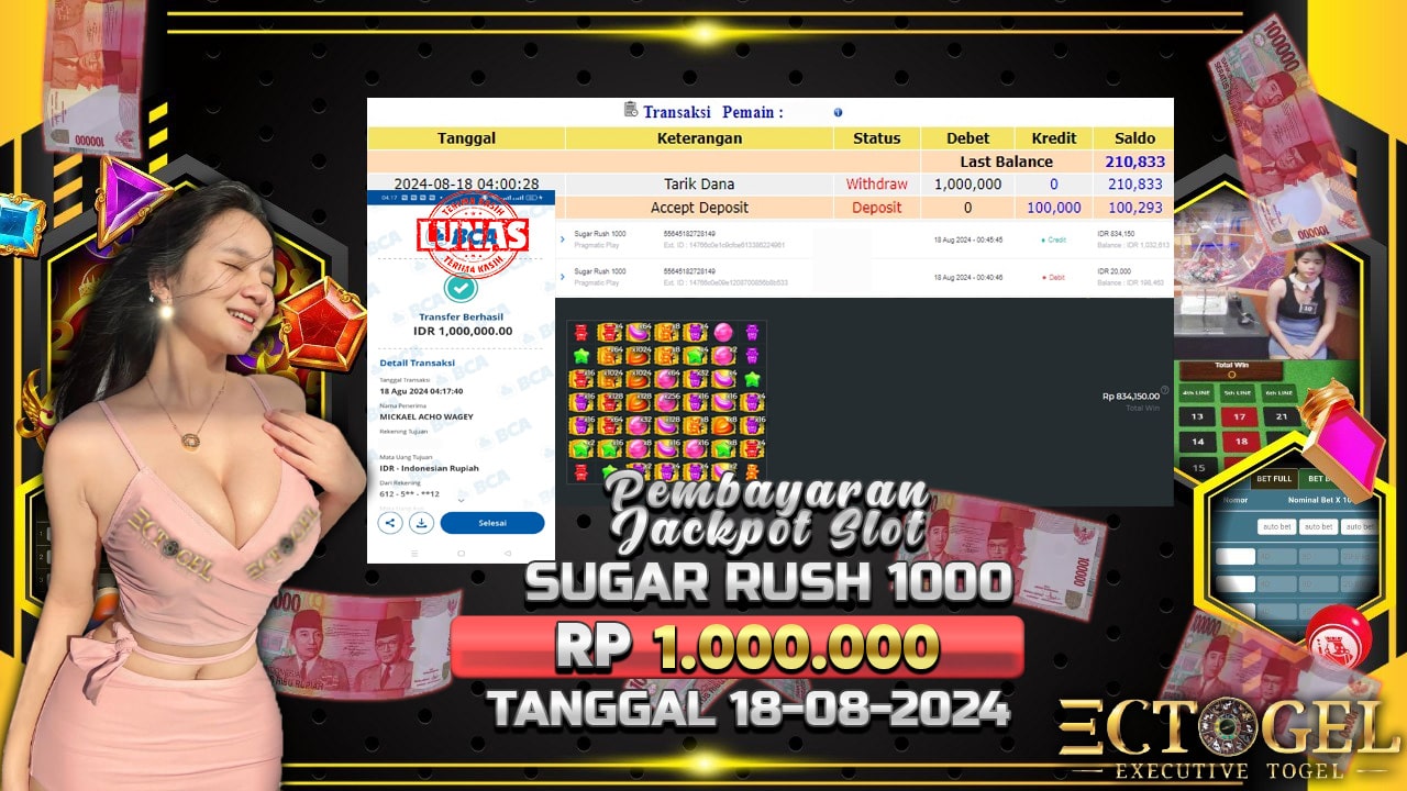 BUKTI JACKPOT SLOT SUGAR RUSH 1000 TERPERCAYA DI INDONESIA TGL 18-08-2024