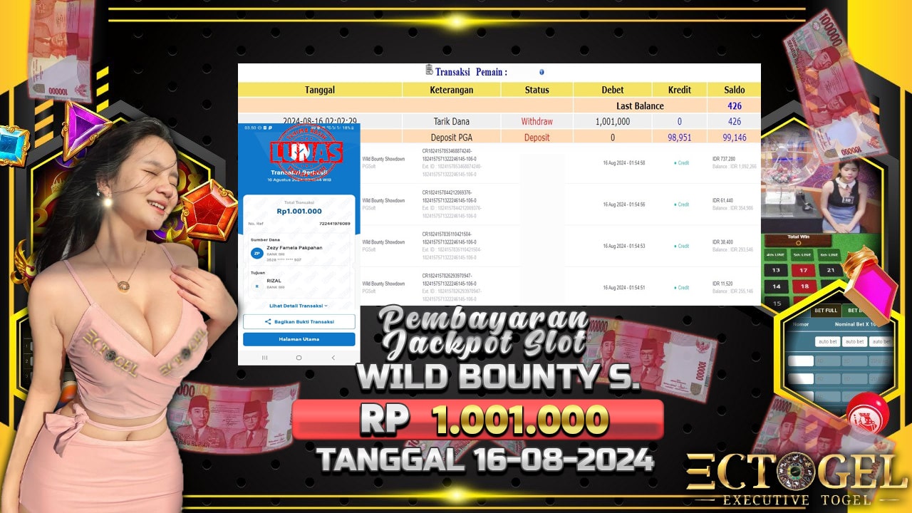 BUKTI JACKPOT SLOT WILD BOUNTY SHOWDOWN TERPERCAYA DI INDONESIA TGL 16-08-2024