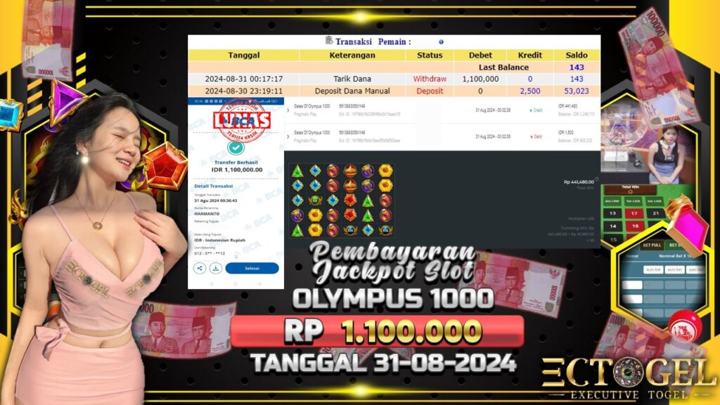 BUKTI JACKPOT SLOT GATES OF OLYMPUS 1000 TERPERCAYA DI INDONESIA TGL 31-08-2024