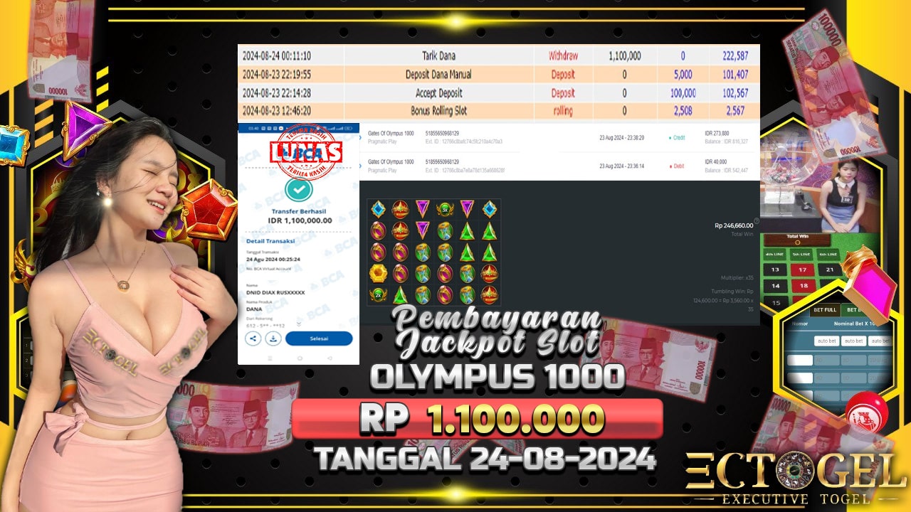 BUKTI JACKPOT SLOT GATES OF OLYMPUS 1000 TERPERCAYA DI INDONESIA TGL 24-08-2024