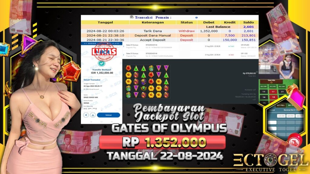 BUKTI JACKPOT SLOT GATES OF OLYMPUS TERPERCAYA DI INDONESIA TGL 22-08-2024