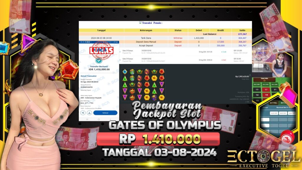 BUKTI JACKPOT SLOT GATES OF OLYMPUS TERPERCAYA DI INDONESIA TGL 03-08-2024