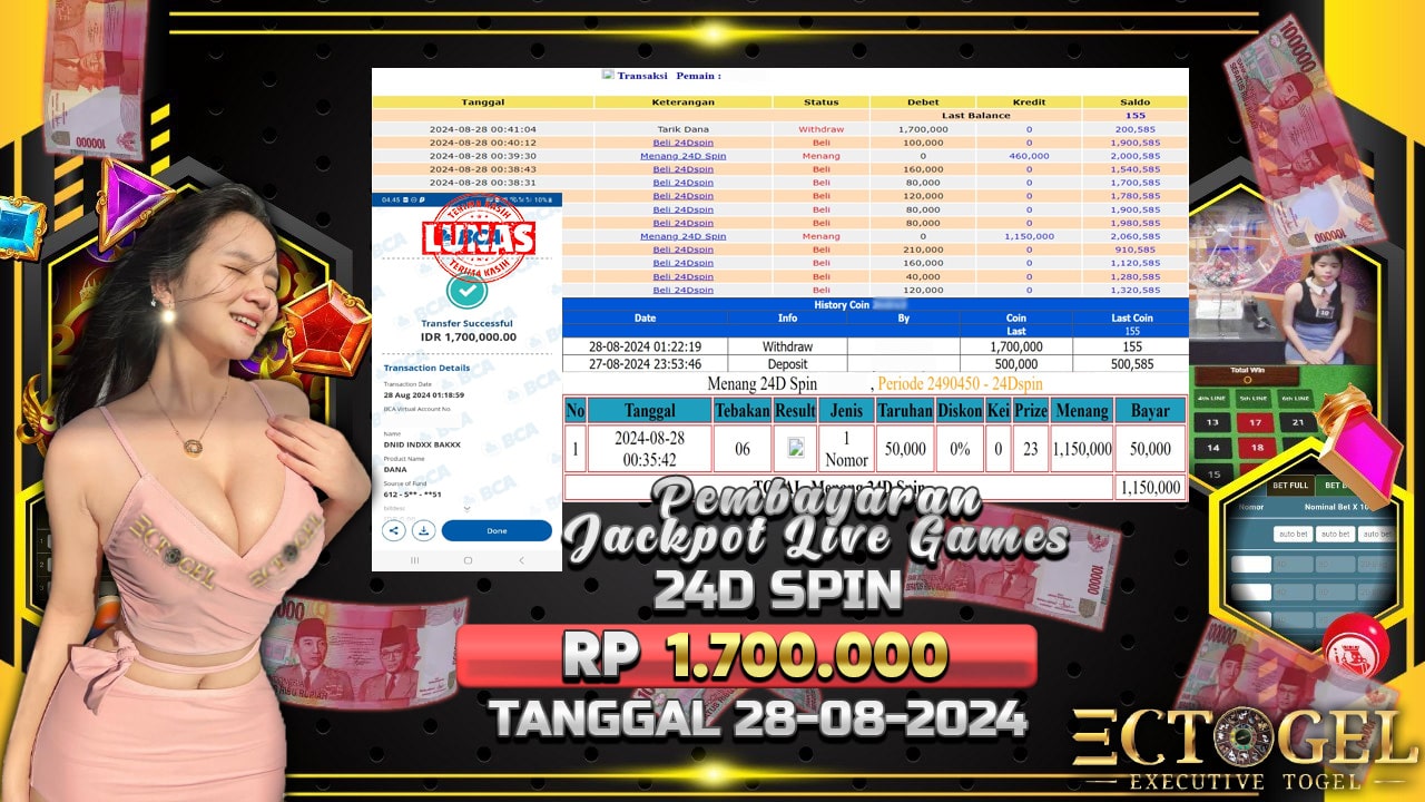 BUKTI JACKPOT LIVE GAMES 24D SPIN TERPERCAYA DI INDONESIA TGL 28-08-2024