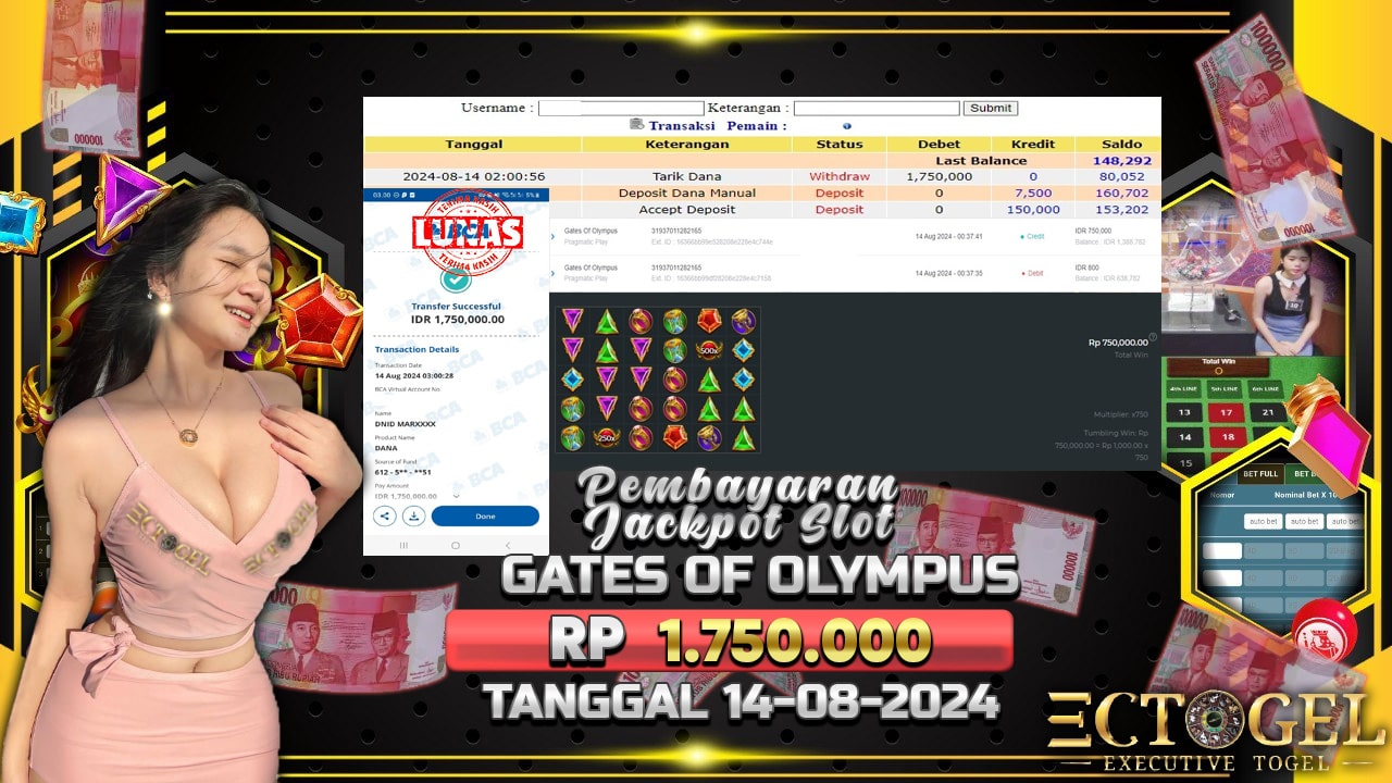 BUKTI JACKPOT SLOT GATES OF OLYMPUS TERPERCAYA DI INDONESIA TGL 14-08-2024