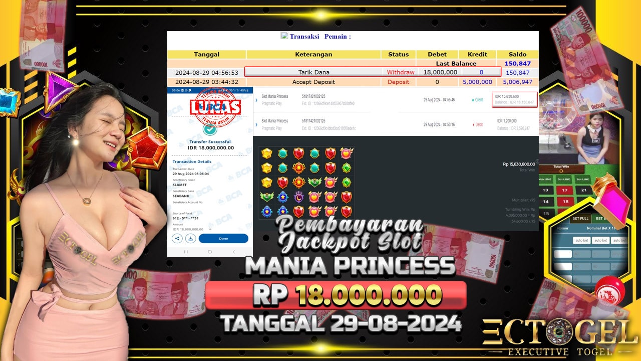 BUKTI JACKPOT SLOT MANIA PRINCESS TERPERCAYA DI INDONESIA TGL 29-08-2024