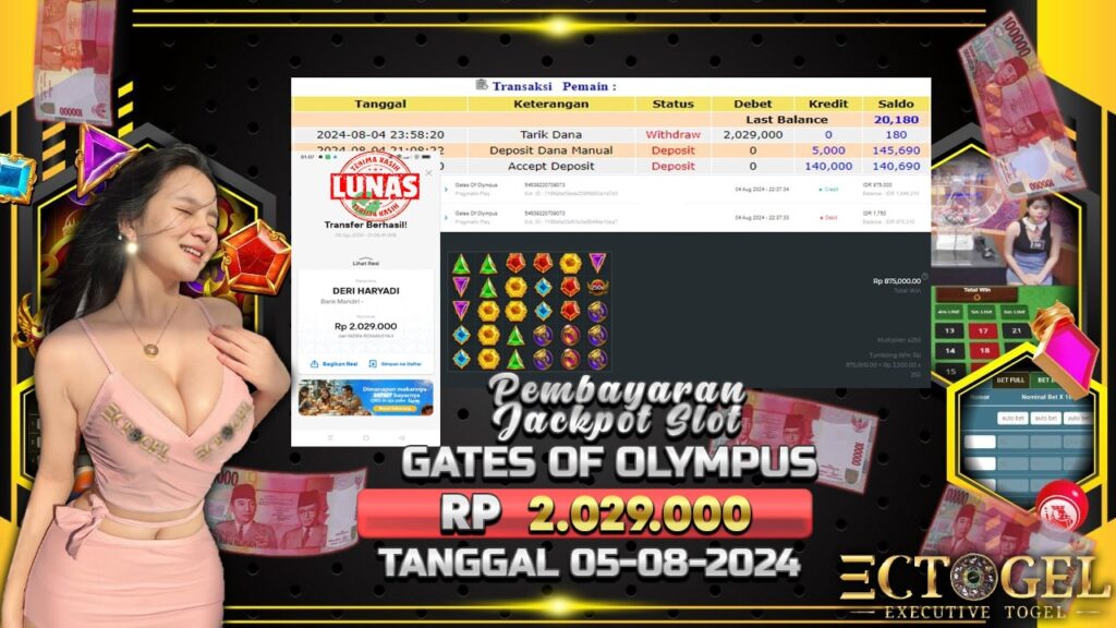 BUKTI JACKPOT SLOT GATES OF OLYMPUS TERPERCAYA DI INDONESIA TGL 05-08-2024