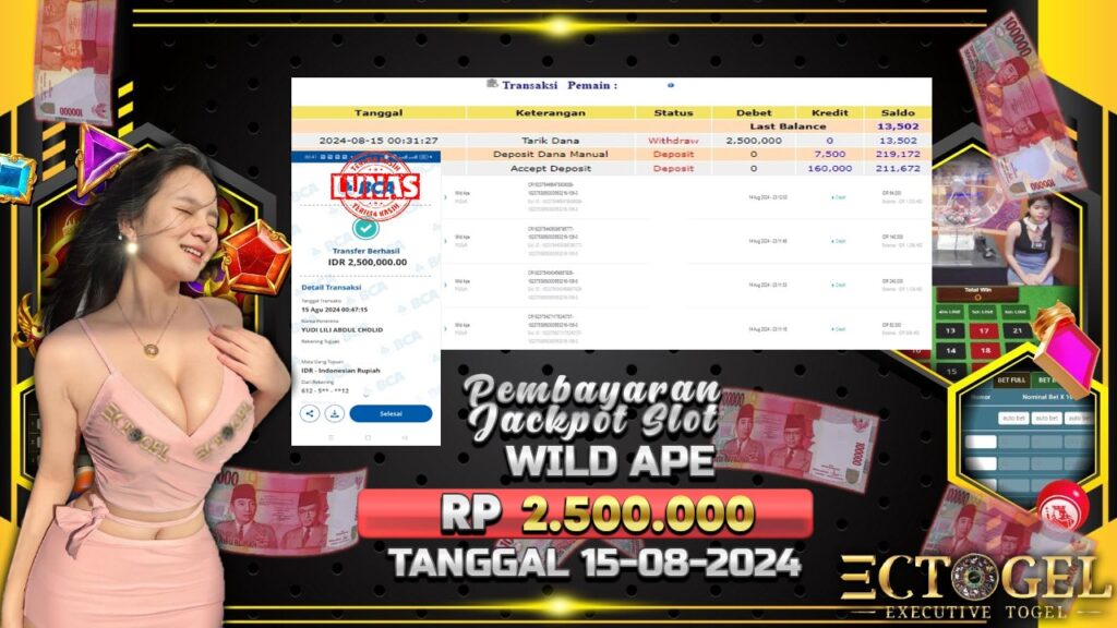 BUKTI JACKPOT SLOT WILD APE TERPERCAYA DI INDONESIA TGL 15-08-2024