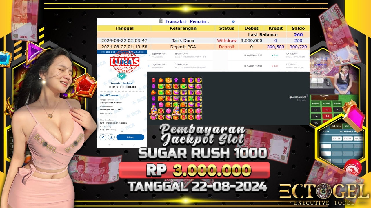 BUKTI JACKPOT SLOT SUGAR RUSH 1000 TERPERCAYA DI INDONESIA TGL 22-08-2024