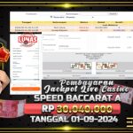 BUKTI JACKPOT SPEED BACCARAT A TERPERCAYA DI INDONESIA TGL 01-09-2024