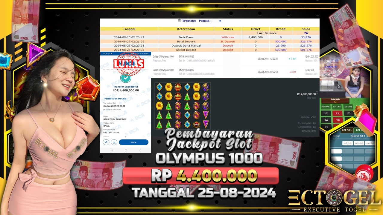 BUKTI JACKPOT SLOT GATES OF OLYMPUS 1000 TERPERCAYA DI INDONESIA TGL 25-08-2024