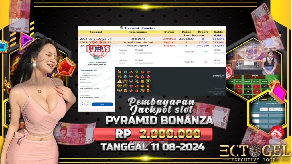 BUKTI JACKPOT SLOT PYRAMID BONANZA TERPERCAYA DI INDONESIA TGL 11-08-2024