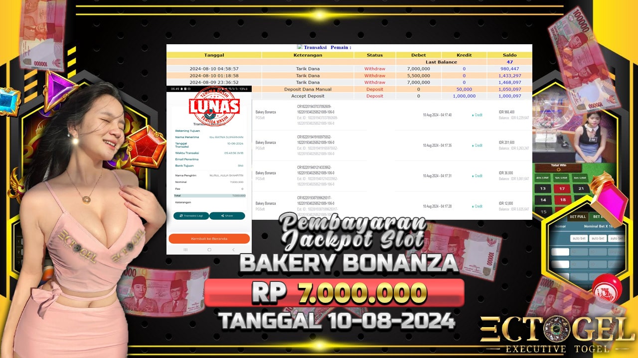 BUKTI JACKPOT SLOT BAKERY BONANZA TERPERCAYA DI INDONESIA TGL 10-08-2024