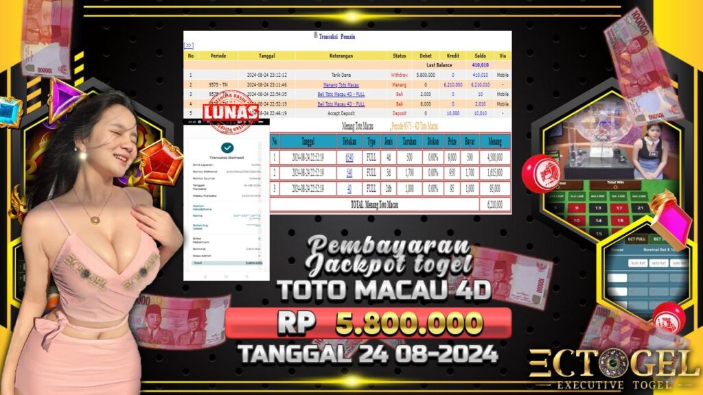 BUKTI JACKPOT TOGEL ONLINE TOTO MACAU 4D TERPERCAYA DI INDONESIA TGL 24-08-2024