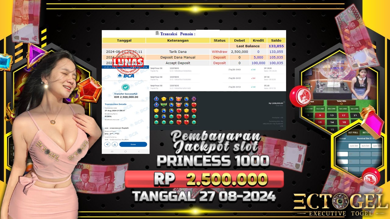 BUKTI JACKPOT SLOT STARLIGHT PRINCESS 1000 TERPERCAYA DI INDONESIA TGL 27-08-2024