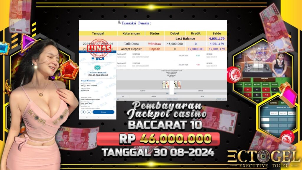 BUKTI JACKPOT LIVE CASINO BACCARAT TERPERCAYA DI INDONESIA TGL 30-08-2024