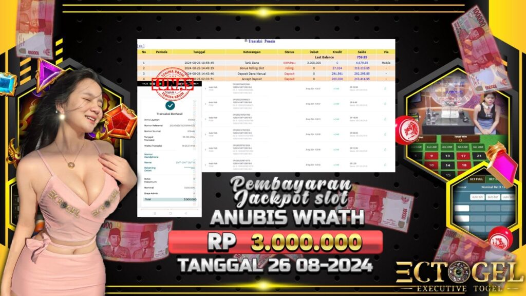 BUKTI JACKPOT SLOT ANUBIS WRATH TERPERCAYA DI INDONESIA TGL 26-08-2024