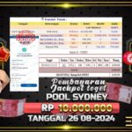 BUKTI JACKPOT TOGEL ONLINE POOL SYDNEY TERPERCAYA DI INDONESIA TGL 26-08-2024