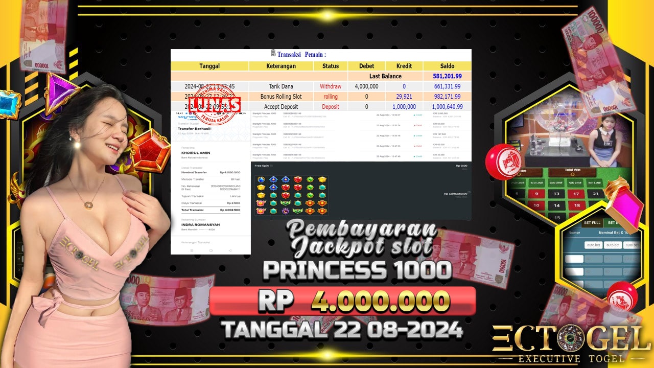 BUKTI JACKPOT SLOT STARLIGHT PRINCESS 1000 TERPERCAYA DI INDONESIA TGL 22-08-2024