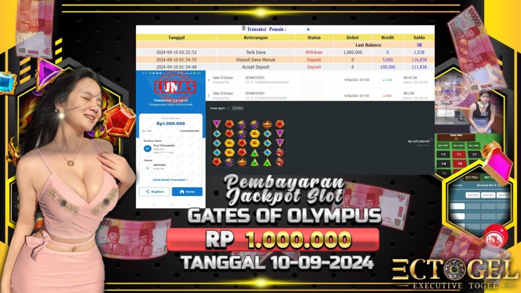 BUKTI JACKPOT SLOT GATES OF OLYMPUS TERPERCAYA DI INDONESIA TGL 10-09-2024