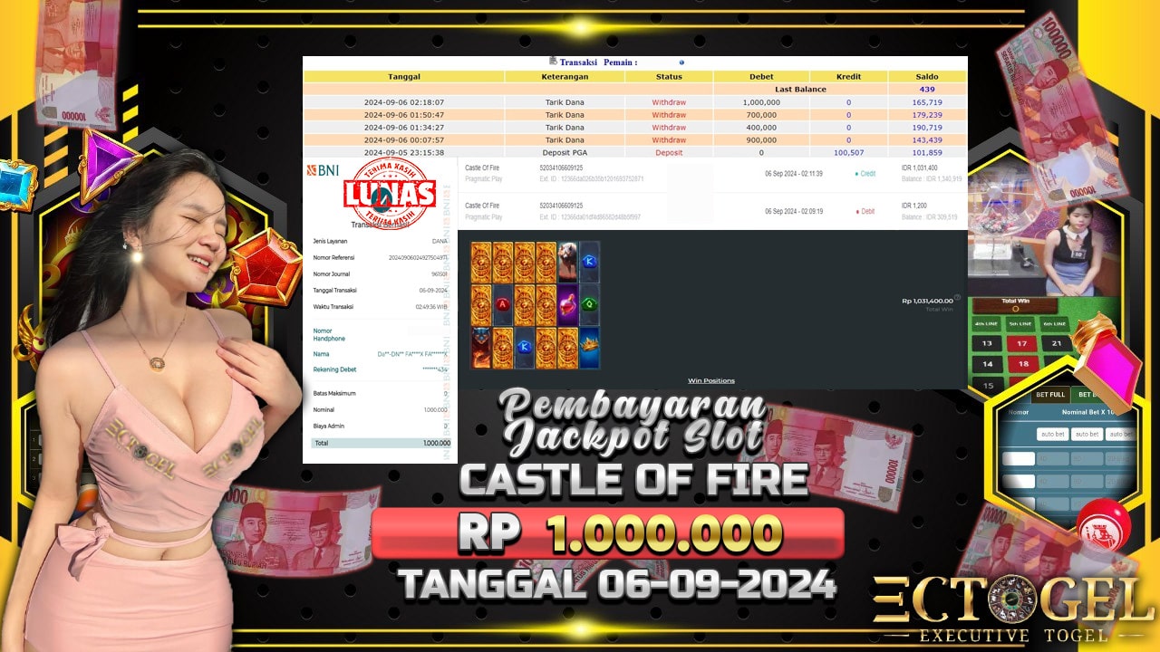 BUKTI JACKPOT SLOT CASTLE OF FIRE TERPERCAYA DI INDONESIA TGL 06-09-2024