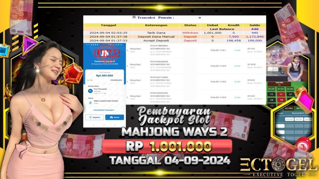 BUKTI JACKPOT SLOT MAHJONG WAYS 2 TERPERCAYA DI INDONESIA TGL 04-09-2024