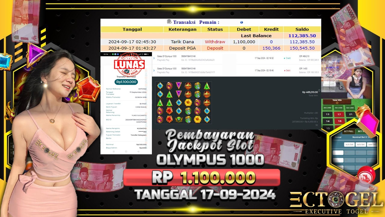 BUKTI JACKPOT SLOT GATES OF OLYMPUS 1000 TERPERCAYA DI INDONESIA TGL 17-09-2024