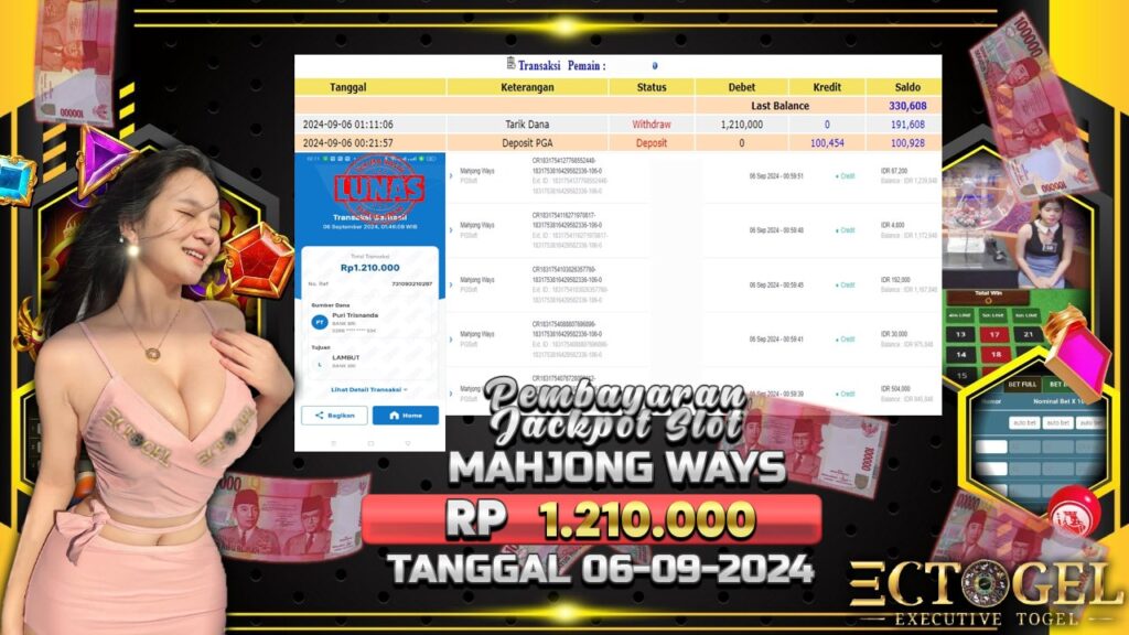 BUKTI JACKPOT SLOT MAHJONG WAYS TERPERCAYA DI INDONESIA TGL 06-09-2024