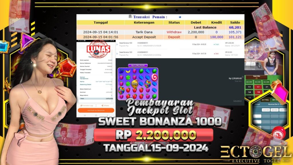 BUKTI JACKPOT SLOT SWEET BONANZA 1000 TERPERCAYA DI INDONESIA TGL 15-09-2024