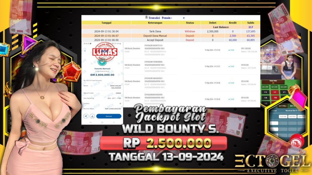 BUKTI JACKPOT SLOT WILD BOUNTY SHOWDOWN TERPERCAYA DI INDONESIA TGL 13-09-2024