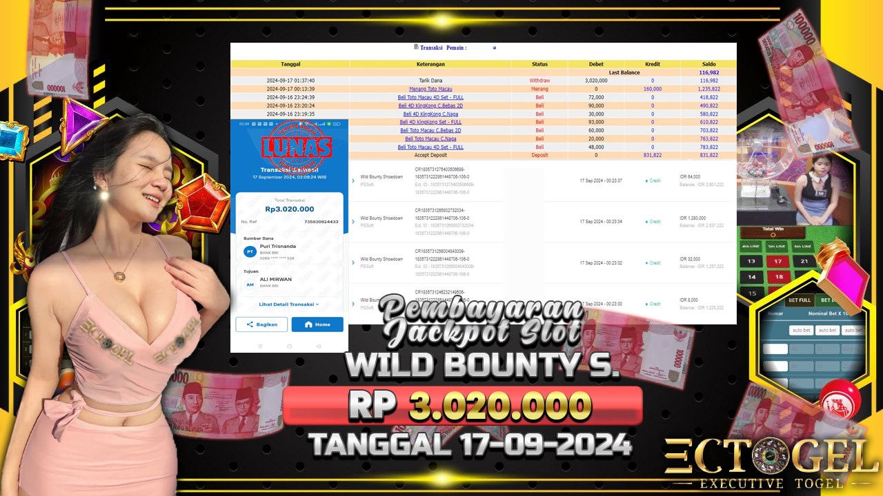 BUKTI JACKPOT SLOT WILD BOUNTY SHOWDOWN TERPERCAYA DI INDONESIA TGL 17-09-2024